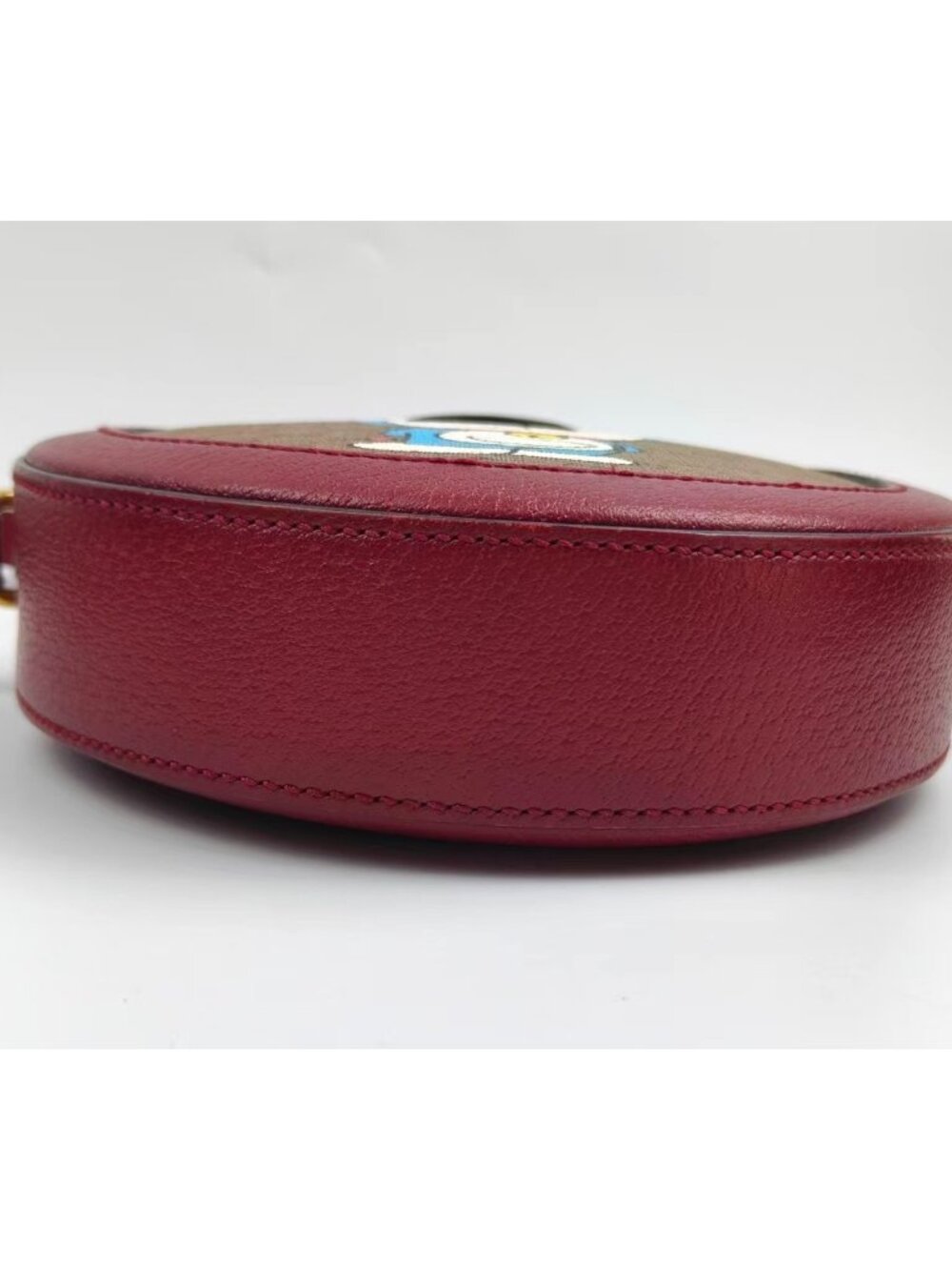 Pre-owned Gucci Doraemon X Ophidia Micro GG Supreme Round Crossbody Bag Burgundy - Picture 3 of 16